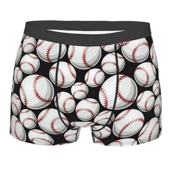 Yiaed Cute Baseball Print Men's Soft Cotton Boxer Shorts Breathable Boxers Underwear Moisture-Wicking Underwear Stretch Boxer Briefs for Man-Small