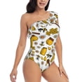 thumbnail image 1 of Yiaed Cute Bee Print Women One Piece Swimsuits Tummy Control One Shoulder Bathing Suits Pattern Ruffle Swimwear-XX-Large, 1 of 8