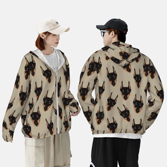 Yiaed Cute Black Dog Print Sun Shirts UPF 50+ Protection Hoodie Rash Guard Shirt UV Shirt Long Sleeve Fishing Outdoor Lightweightase-3X-Large