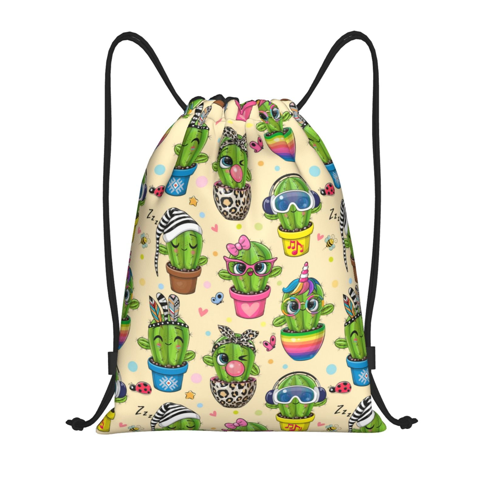Yiaed Cute Cartoon Cactus Print Drawstring Bags Drawstring Backpack Bulk String Back Pack Gym Sport Bag Small Walmart