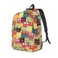 thumbnail image 1 of Yiaed Cute Cartoon Cat Print Print Laptop Backpack Travel Canvas Backpack Vintage Aesthetic Backpack for School Knapsack Backpack Backpack for School-, 1 of 5