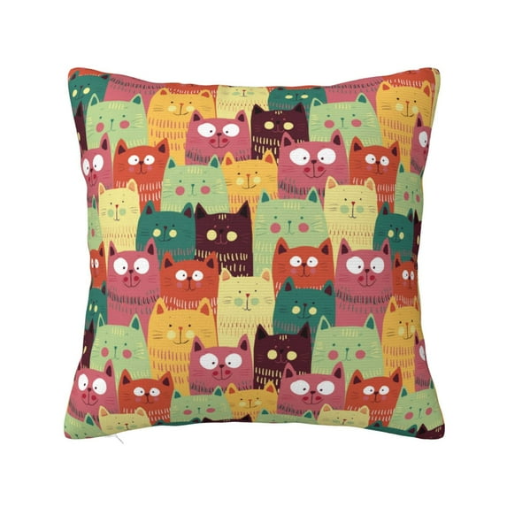 Yiaed Cute Cartoon Cat Print Pillow Covers Super Soft Decorative Square Throw Pillow Covers Case Cushion Covers for Sofa Couch Bedroom Car Decor(No pillow core)-20"x20"
