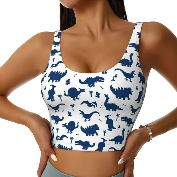 Yiaed Cute Cartoon Dinosaur Print Ladies Waistcoat Women Sports Vest Vest Sports Women Sports Top Yoga Vest for women-XX-Large