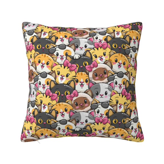 Yiaed Cute Cat Cartoon Print Pillow Covers Super Soft Decorative Square Throw Pillow Covers Case Cushion Covers for Sofa Couch Bedroom Car Decor(No pillow core)-22"x22"