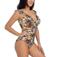 thumbnail image 1 of Yiaed Cute Cat Print Women's Ruffled One Piece Swimsuit V Neck Swimwear Slimming Monokini for Woman-XX-Large, 1 of 8