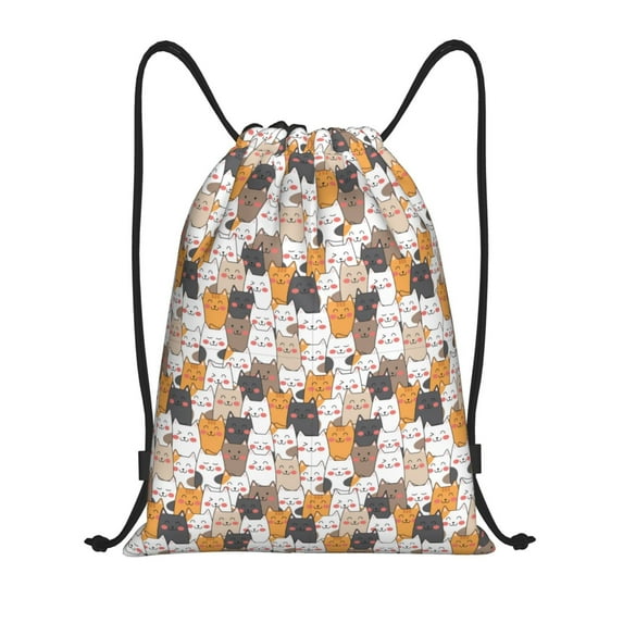 Yiaed Cute Cats Print Drawstring Bags Drawstring Backpack Bulk String Back Pack Gym Sport Bag-Small