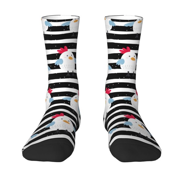 Yiaed Cute Chicken Print Great elasticity Crew Socks Sports socks for Men and Women