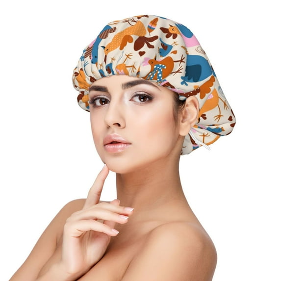 Yiaed Cute Chickens Print Satin Bonnet Silk Bonnet Hair Bonnet for Sleeping Hair Bonnets