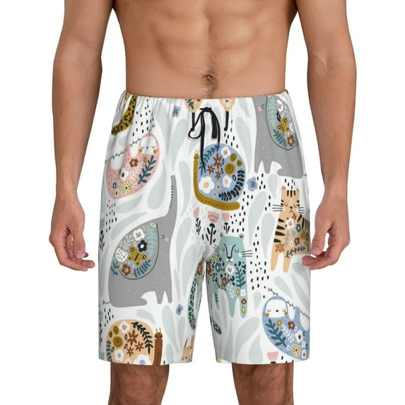 Yiaed Cute Colorful Animal for Men's Soft Sleep Pajama Short Lounging Pajama Shorts-Small