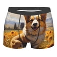 thumbnail image 1 of Yiaed Cute Corgi Sunflower Print Men's Soft Cotton Boxer Shorts Breathable Boxers Underwear Moisture-Wicking Underwear Stretch Boxer Briefs for Man-XX-Large, 1 of 5