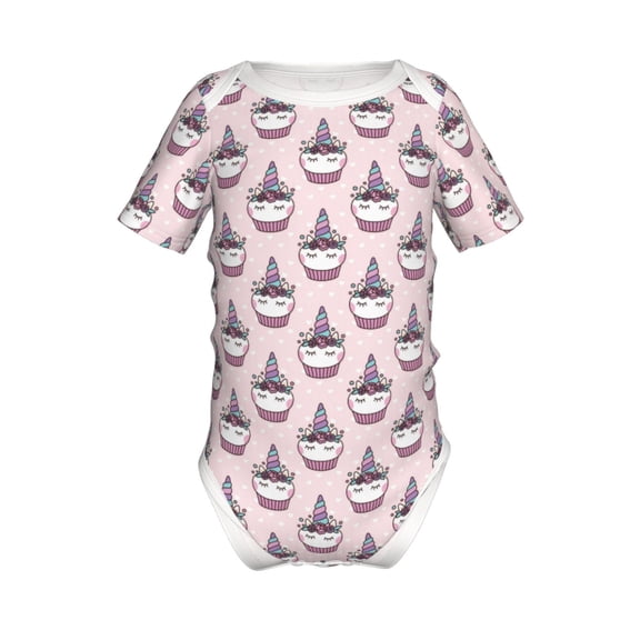 Yiaed Cute Cupcake Print Infant Climbing Short Sleeve Onesie One-Piece Baby Bodysuit Clothes 0-12 Months -