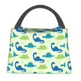 thumbnail image 1 of Yiaed Cute Dinosaur Blue Green Print Lunch box lunch bag Portable Insulated Lunch Box for Women Men Cooler Tote Bag with Front Pocket for Work Picnic Travel, 1 of 6