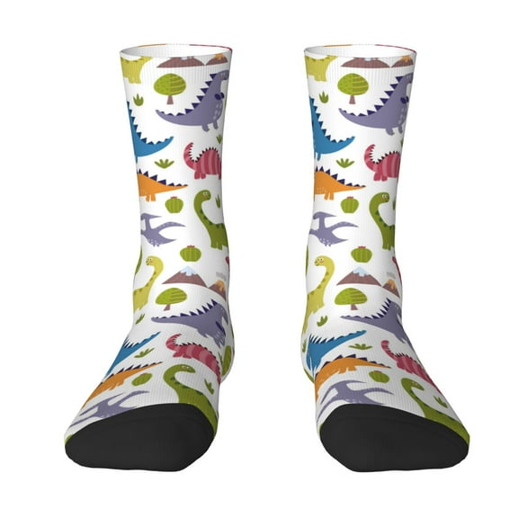 Yiaed Cute Dinosaur Print Great elasticity Crew Socks Sports socks for Men and Women