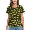 thumbnail image 1 of Yiaed Cute Dinosaurs (2) Print Women's T Shirt V-Neck Short Sleeve Shirt Casual Breathable Tee Summer Tops-X-Large, 1 of 5