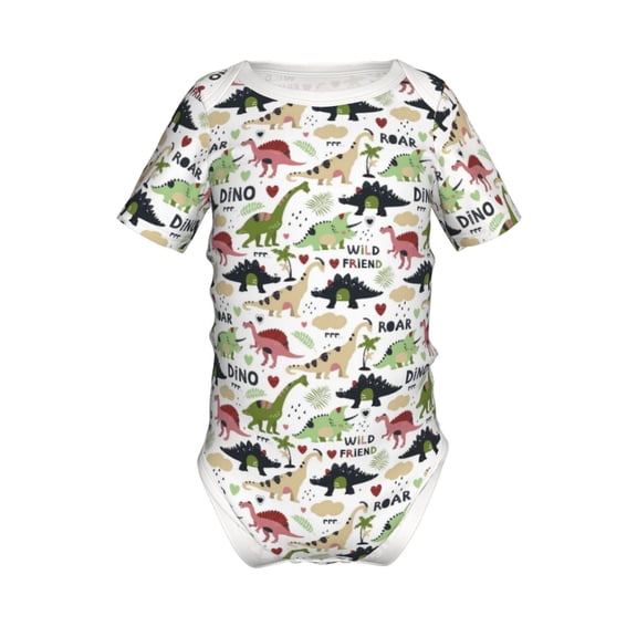 Yiaed Cute Dinosaurs Print Infant Climbing Short Sleeve Onesie One-Piece Baby Bodysuit Clothes 0-12 Months -