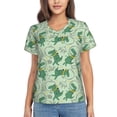 thumbnail image 1 of Yiaed Cute Dinosaurs in Space Print Women's T Shirt V-Neck Short Sleeve Shirt Casual Breathable Tee Summer Tops-, 1 of 5