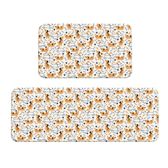 Yiaed Cute Dog Kitchen Rugs Sets of 2 Kitchen Mats Cushioned Anti Fatigue Kitchen Rug Tapetes Para Cocina for Sink,Laundry Room