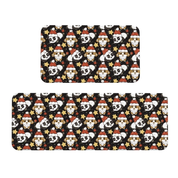 Yiaed Cute Dog Panda Kitchen Rugs Sets of 2 Kitchen Mats Cushioned Anti Fatigue Kitchen Rug Tapetes Para Cocina for Sink,Laundry Room