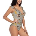 thumbnail image 1 of Yiaed Cute Dog Print Women's Ruffled One Piece Swimsuit V Neck Swimwear Slimming Monokini for Woman-Large, 1 of 8