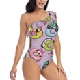 thumbnail image 1 of Yiaed Cute Donuts Print Women One Piece Swimsuits Tummy Control One Shoulder Bathing Suits Pattern Ruffle Swimwear-Medium, 1 of 8