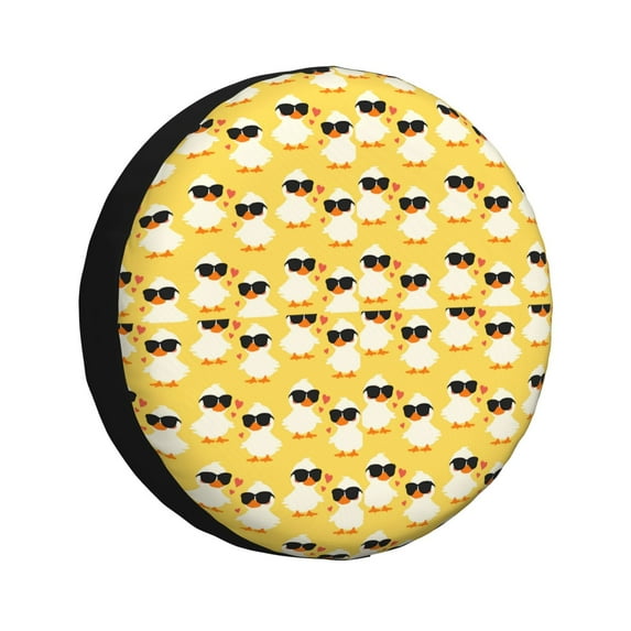 Yiaed Cute Duck With Black Glasses Print Print Tire Wheel Cover, tire covers for trailers,rv wheel covers,rv tire covers, camper tire covers,tire covers for cars-14 inch