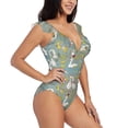 thumbnail image 1 of Yiaed Cute Farm Birds Print Women's Ruffled One Piece Swimsuit V Neck Swimwear Slimming Monokini for Woman-Large, 1 of 8