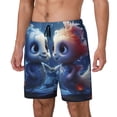 thumbnail image 1 of Yiaed Cute Fish Flower Couple Print Mens Swim Trunks Bathing Suit Compression Liner Beach Swim Shorts Swimwear Quick Dry Zipper Pocket No-Chafing Board Short-Large, 1 of 6