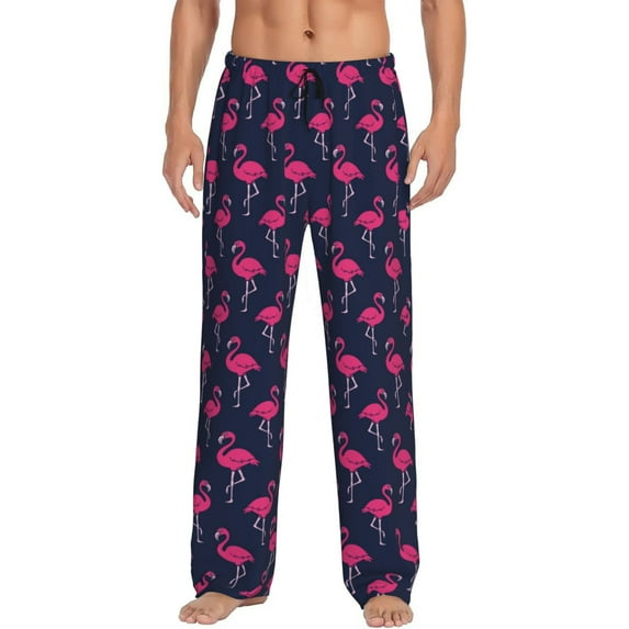 Yiaed Cute Flamingo Print Men's Lounge Pants, Loose PJ Bottoms, Long Pajama Pants for Men-Medium