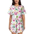 thumbnail image 1 of Yiaed Cute Flamingo Print Short Sleeve Pajama Sets for Women Casual Crew Neck 2 Piece Lounge Sets Women's Short-Sleeved Pajama-3X-Large, 1 of 5