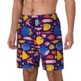 thumbnail image 1 of Yiaed Cute Flat Hand Drawn Fishes Print Mens Swim Trunks Bathing Suit Compression Liner Beach Swim Shorts Swimwear Quick Dry Zipper Pocket No-Chafing Board Short-Large, 1 of 6