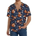 thumbnail image 1 of Yiaed Cute Foxes Print Mens Casual Wrinkle Free Shirts Short Sleeve Button Down Summer Stretch Dress Shirt-4X-Large, 1 of 5