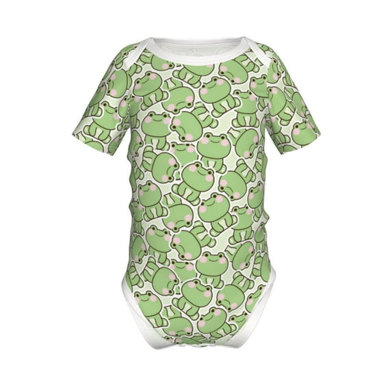 Yiaed Cute Frog Print Infant Climbing Short Sleeve Onesie One-Piece Baby Bodysuit Clothes 0-12 Months -2 Years