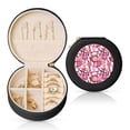 thumbnail image 1 of Yiaed Cute Girl Print Travel Jewelry Case Bridesmaid Gift Boxes Jewelry Travel Organizer Small Round Jewelry Box Mini Storage-Black, 1 of 7