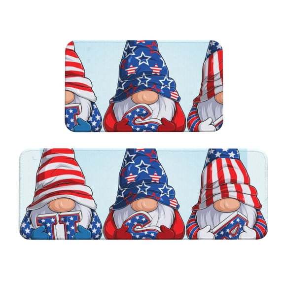 Yiaed Cute Gnomes in USA1 Kitchen Rugs Sets of 2 Kitchen Mats Cushioned Anti Fatigue Kitchen Rug Tapetes Para Cocina for Sink,Laundry Room