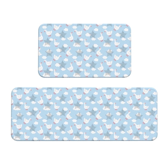 Yiaed Cute Goose On A Blue Sky Kitchen Rugs Sets of 2 Kitchen Mats Cushioned Anti Fatigue Kitchen Rug Tapetes Para Cocina for Sink,Laundry Room