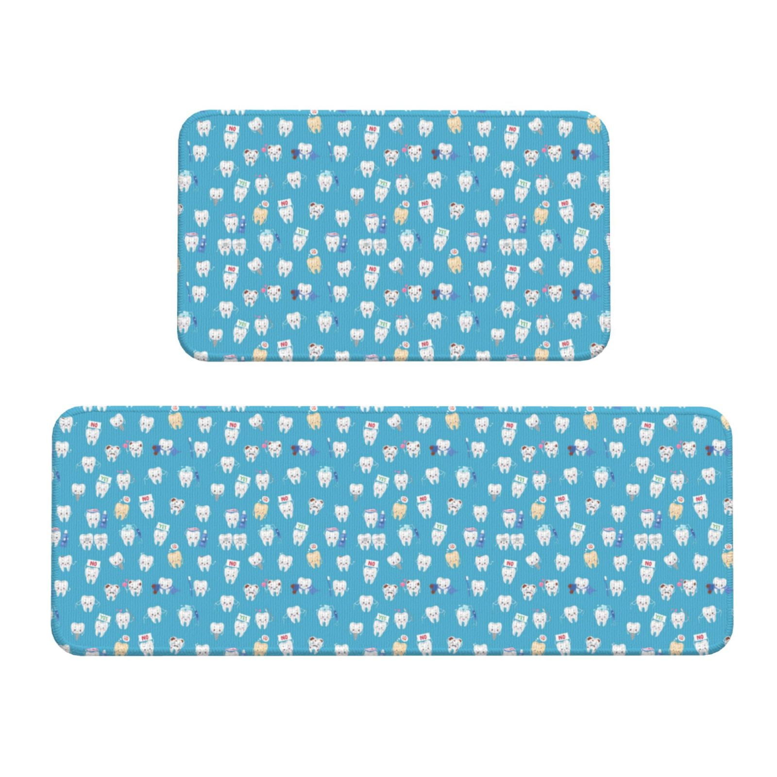 Yiaed Cute Healthy Teeth Kitchen Rugs Sets of 2 Kitchen Mats Cushioned ...