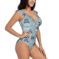 thumbnail image 1 of Yiaed Cute Hippopotamus Print Women's Ruffled One Piece Swimsuit V Neck Swimwear Slimming Monokini for Woman-XX-Large, 1 of 8