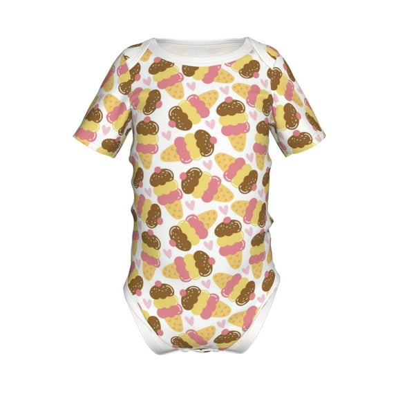 Yiaed Cute Ice Cream Print Infant Climbing Short Sleeve Onesie One-Piece Baby Bodysuit Clothes 0-12 Months -