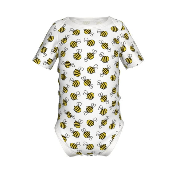 Yiaed Cute Little Bee Print Infant Climbing Short Sleeve Onesie One-Piece Baby Bodysuit Clothes 0-12 Months -