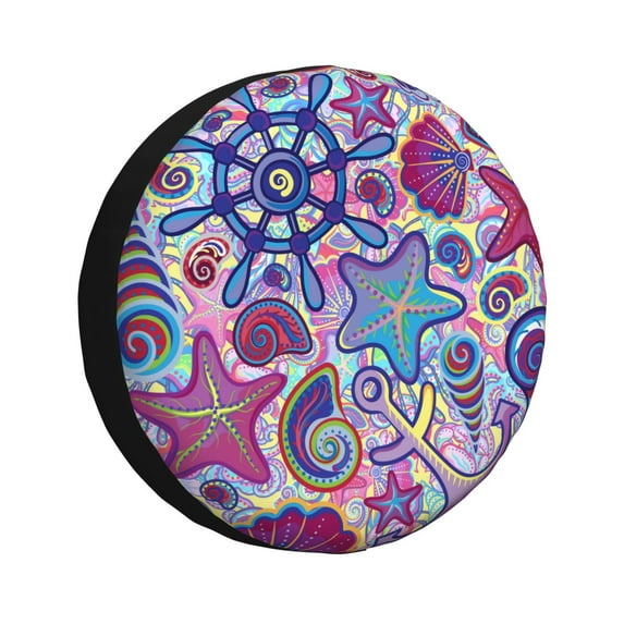 Yiaed Cute Nautical Print Tire Wheel Cover, Waterproof Spare Tire Cover Fit for Jeep, Truck,Trailer, RV, SUV, Camper and Most Vehicle-15 inch