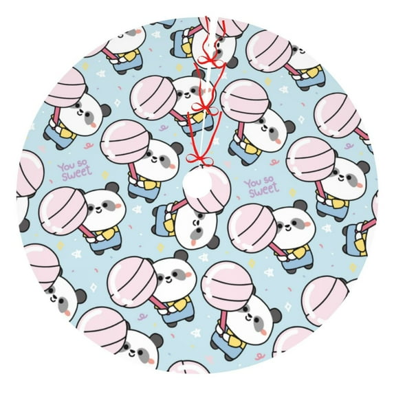 Yiaed Cute Panda Bear Print Christmas Tree Skirt , Tree SkirtsTree Mat for Christmas Winter Holiday Indoor Decorations-36"