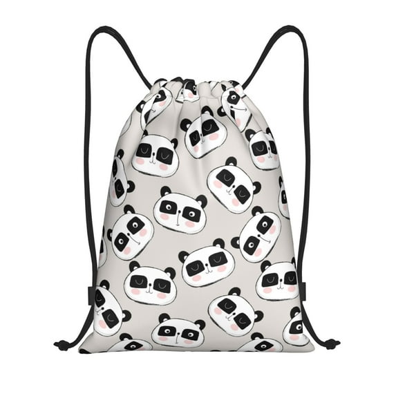 Yiaed Cute Panda Print Drawstring Bags Drawstring Backpack Bulk String Back Pack Gym Sport Bag-Small