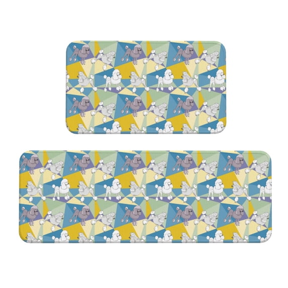 Yiaed Cute Poodle Dog Kitchen Rugs Sets of 2 Kitchen Mats Cushioned Anti Fatigue Kitchen Rug Tapetes Para Cocina for Sink,Laundry Room