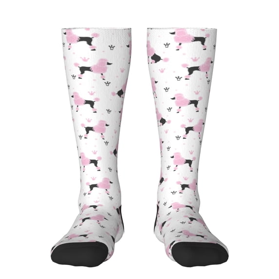 Yiaed Cute Poodle Dog Print Great elasticity Adult Stockings Sports socks for Men and Women
