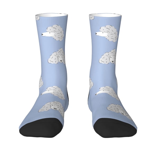 Yiaed Cute Poodle Dog Print Great elasticity Crew Socks Sports socks for Men and Women