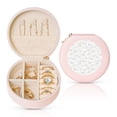 thumbnail image 1 of Yiaed Cute Poodle Dog Print Travel Jewelry Case Bridesmaid Gift Boxes Jewelry Travel Organizer Small Round Jewelry Box Mini Storage-Pink, 1 of 7