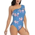 thumbnail image 1 of Yiaed Cute Poodle Dog Print Women One Piece Swimsuits Tummy Control One Shoulder Bathing Suits Pattern Ruffle Swimwear-Small, 1 of 8
