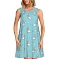 thumbnail image 1 of Yiaed Cute Poodle Dog Print Women's Sleeveless Dress, Loose Fit Summer Dress, Casual Sleeveless Dress for Women, 1 of 7