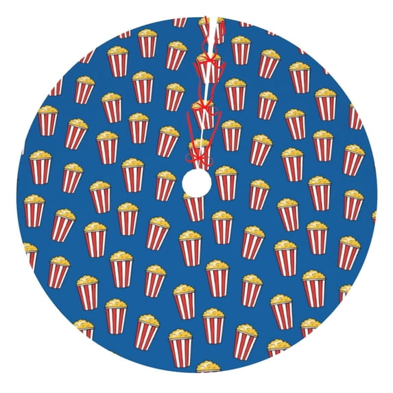 Yiaed Cute Popcorn Print Christmas Tree Skirt , Tree SkirtsTree Mat for Christmas Winter Holiday Indoor Decorations-48"