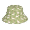 thumbnail image 1 of Yiaed Cute Rabbit And Flower Print Reflective Stripe Bucket Hat Unisex Funny Outdoor Fisherman Cap Beach Sun Hat, 1 of 5